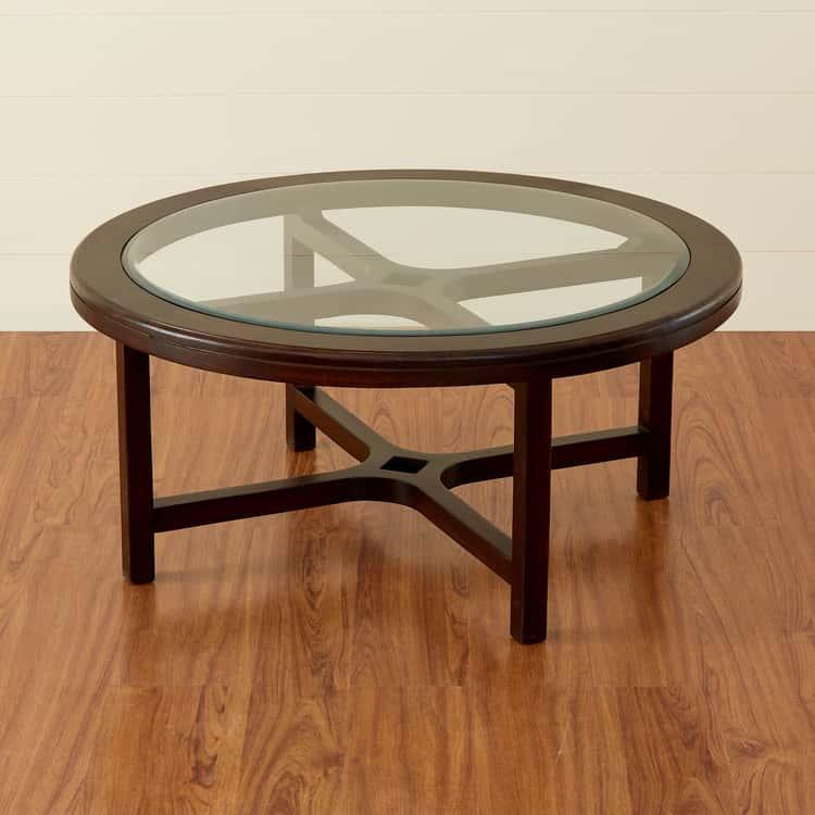 Glass Top Coffee Table with Stools - Brown