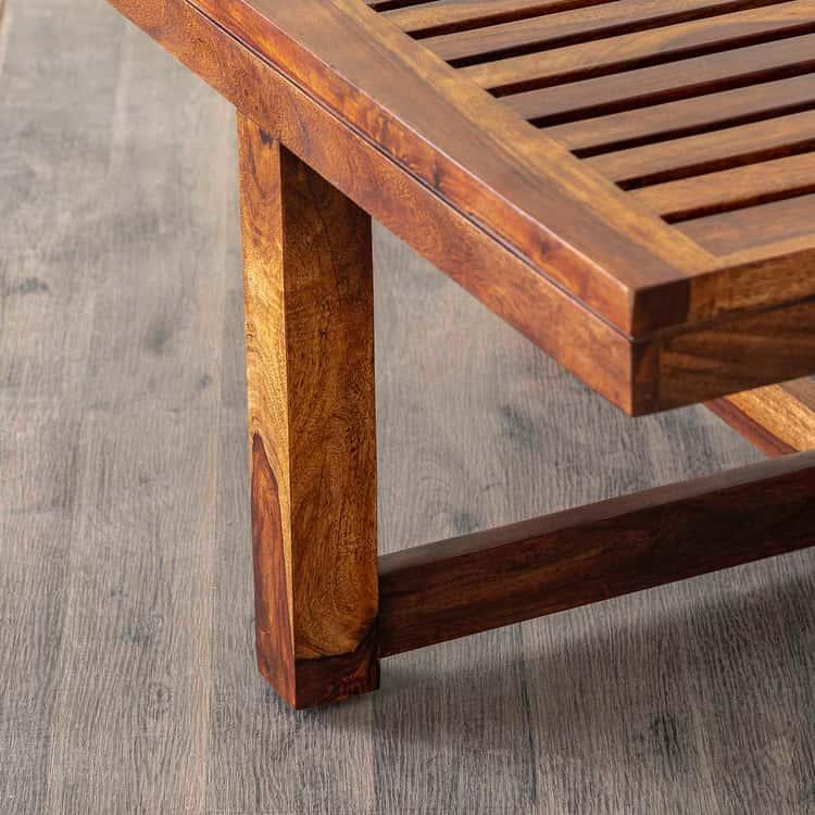 Sheesham Wood Coffee Table with Stools - Brown