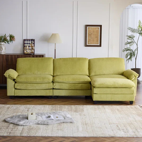 Spacious L-Shaped Sofa with Footstool – Modern Comfort Collection