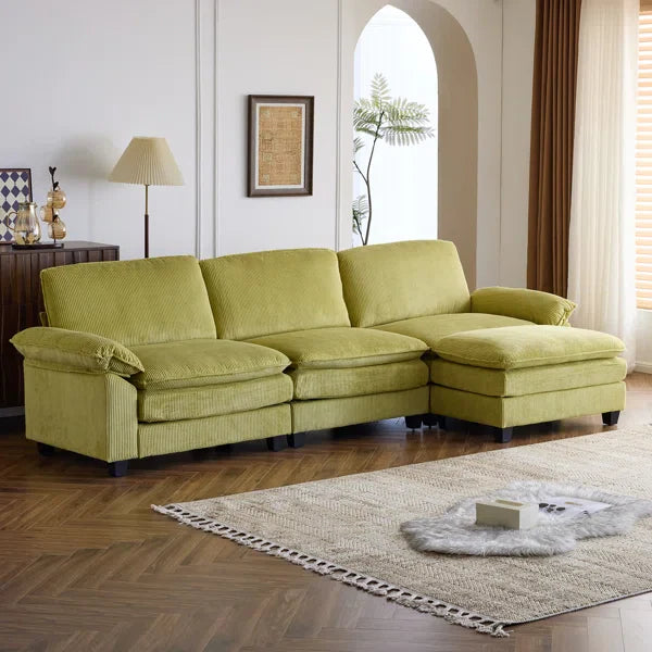 Spacious L-Shaped Sofa with Footstool – Modern Comfort Collection