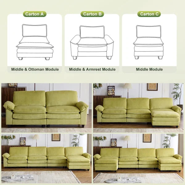 Spacious L-Shaped Sofa with Footstool – Modern Comfort Collection