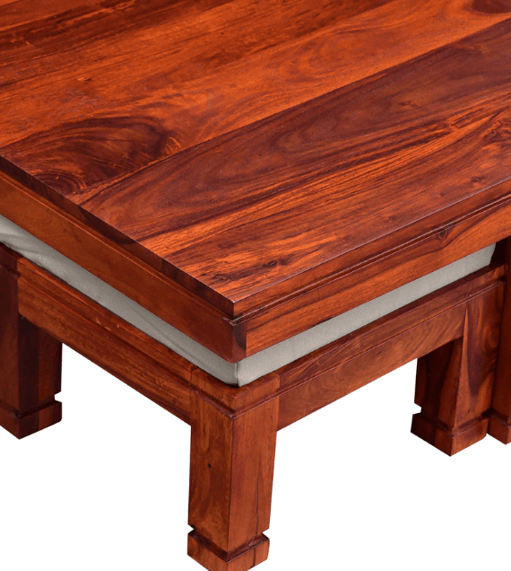 Sheesham Wood coffee table with 4 stools for Living Room and Office