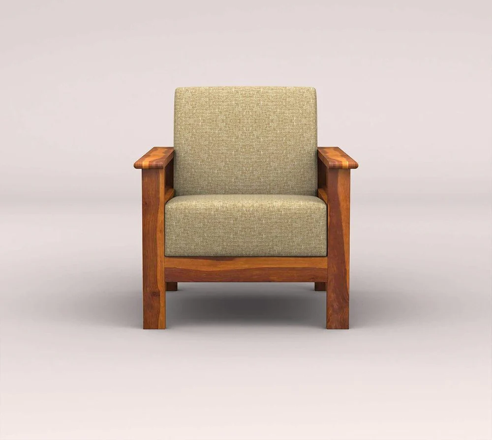 EDWIN 3+1+1 WOODEN SOFA SET (HONEY FINISH)