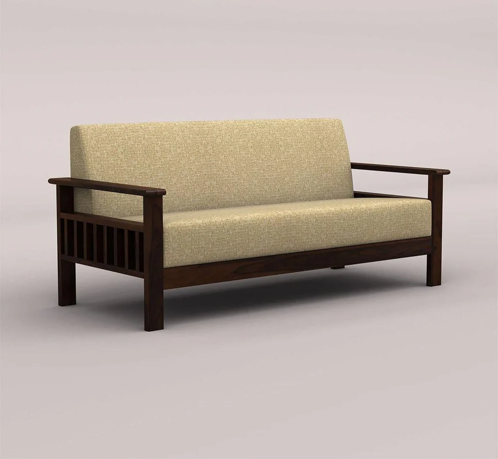 EDWIN 3+1+1 WOODEN SOFA SET (WALNUT FINISH)