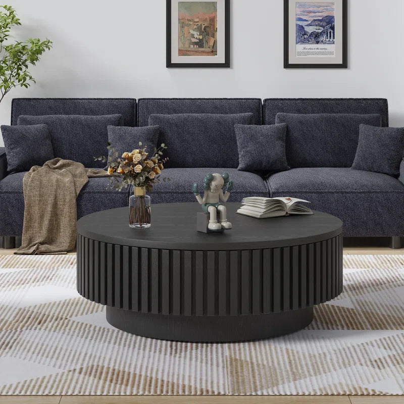 Modern Round Coffee Table,Wood Coffee Table with Storage for Living Room