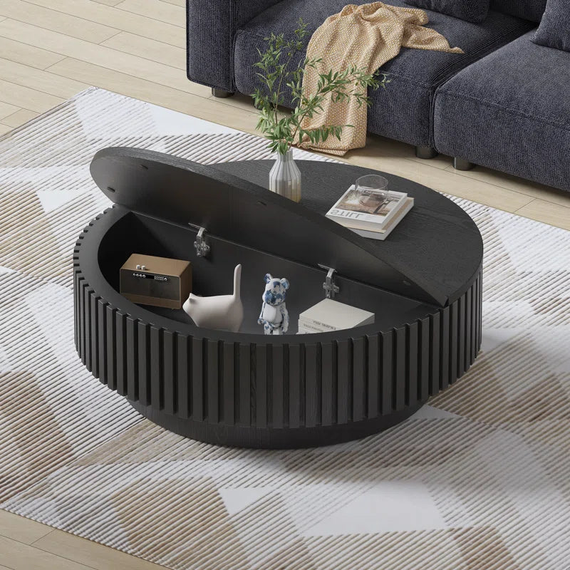 Modern Round Coffee Table,Wood Coffee Table with Storage for Living Room