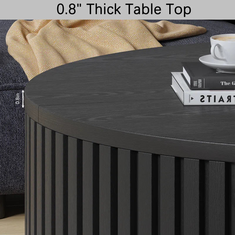 Modern Round Coffee Table,Wood Coffee Table with Storage for Living Room