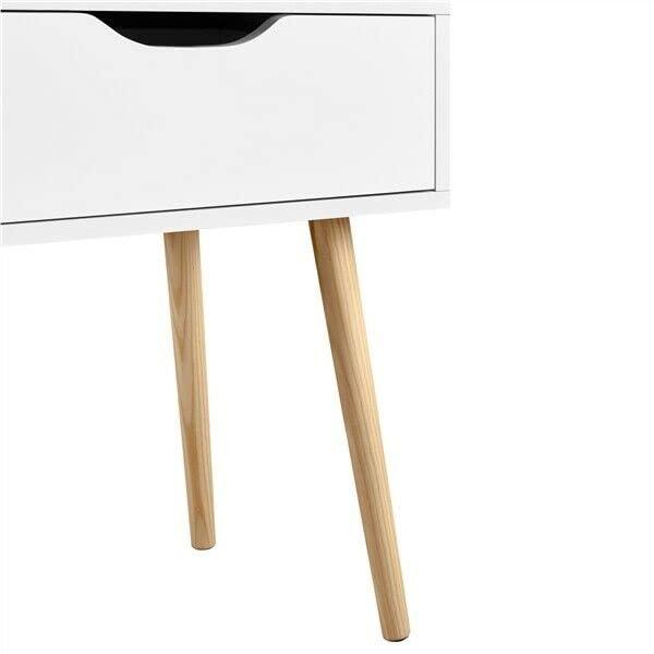 Nightstands End Side Table with Drawer and Solid Wood Legs, Bedside Table for Bedrooms, Mid-Century Modern Drawer Storage Cabinet for Living Room Furniture