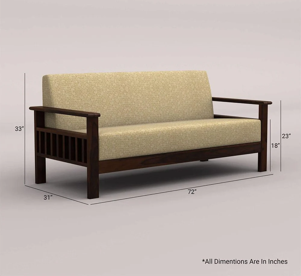 EDWIN 3+1+1 WOODEN SOFA SET (WALNUT FINISH)