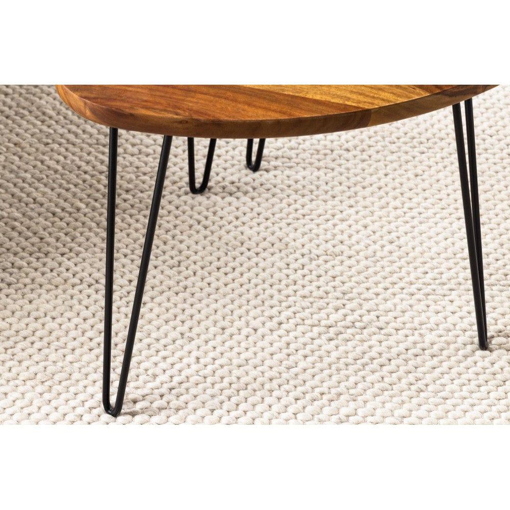 Sheesham Wood Oval Shape Nested Coffee Table with Hairpin Legs in Honey Finish