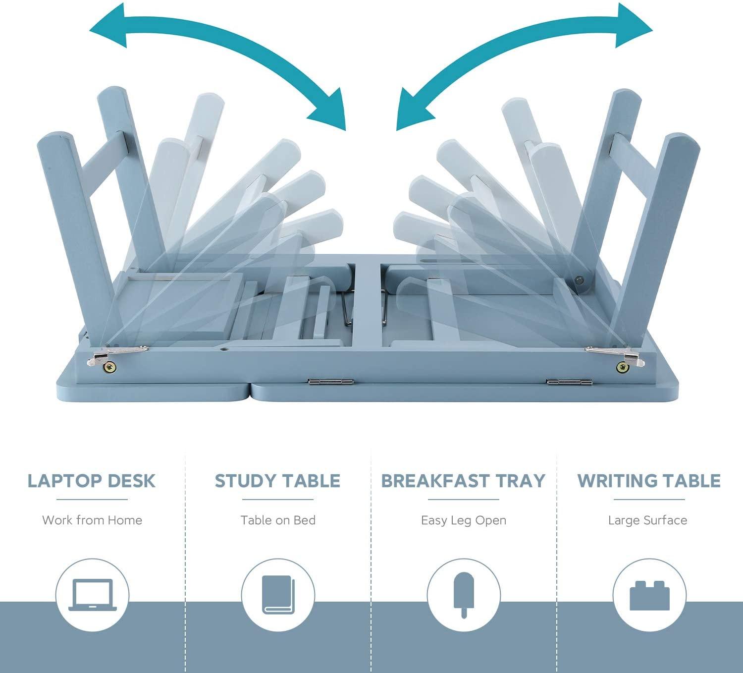 Foldable Wooden Laptop Desk Tray – With Drawer, Slots & Multi-Use Design