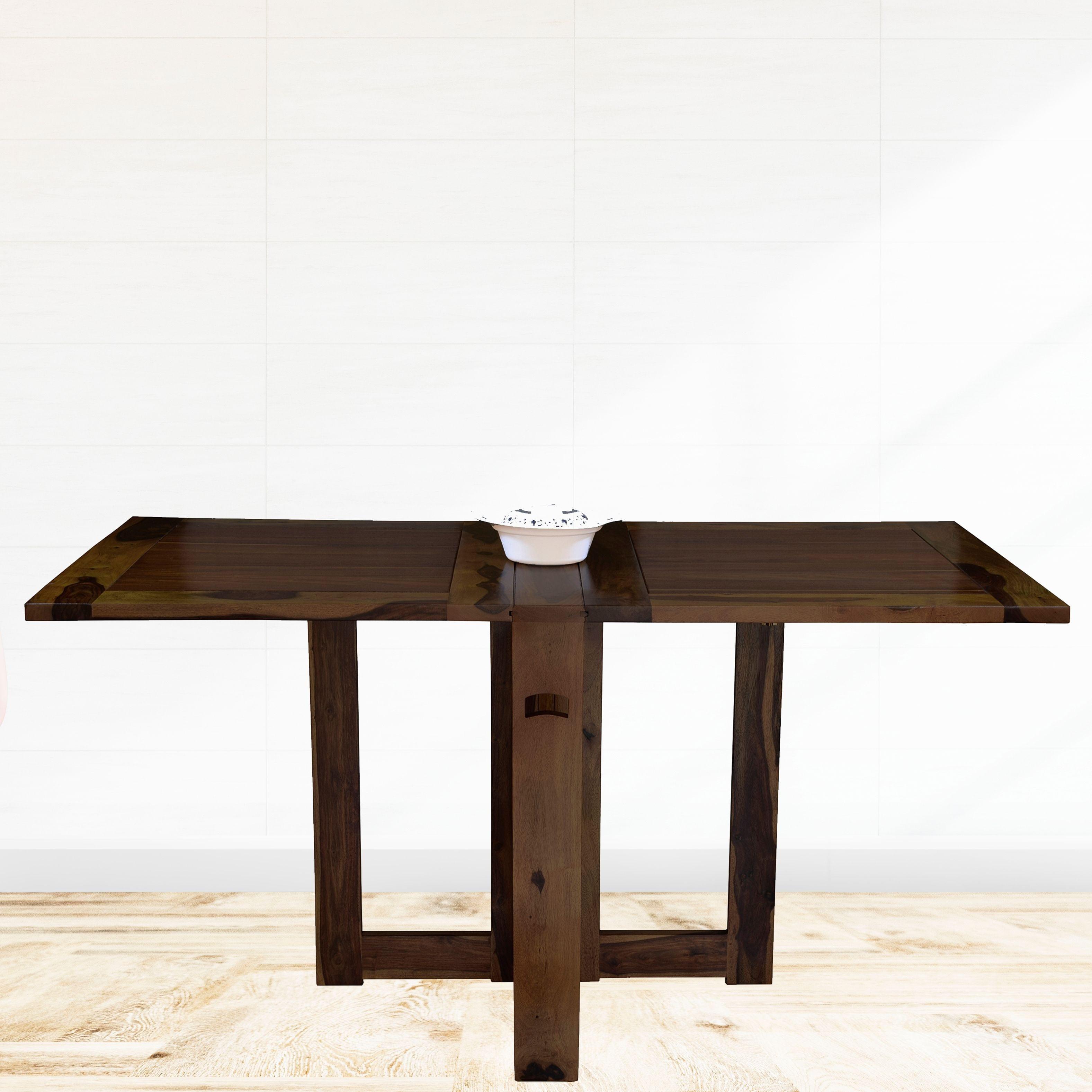 Sheesham Wood foldable dining table in walnut finish