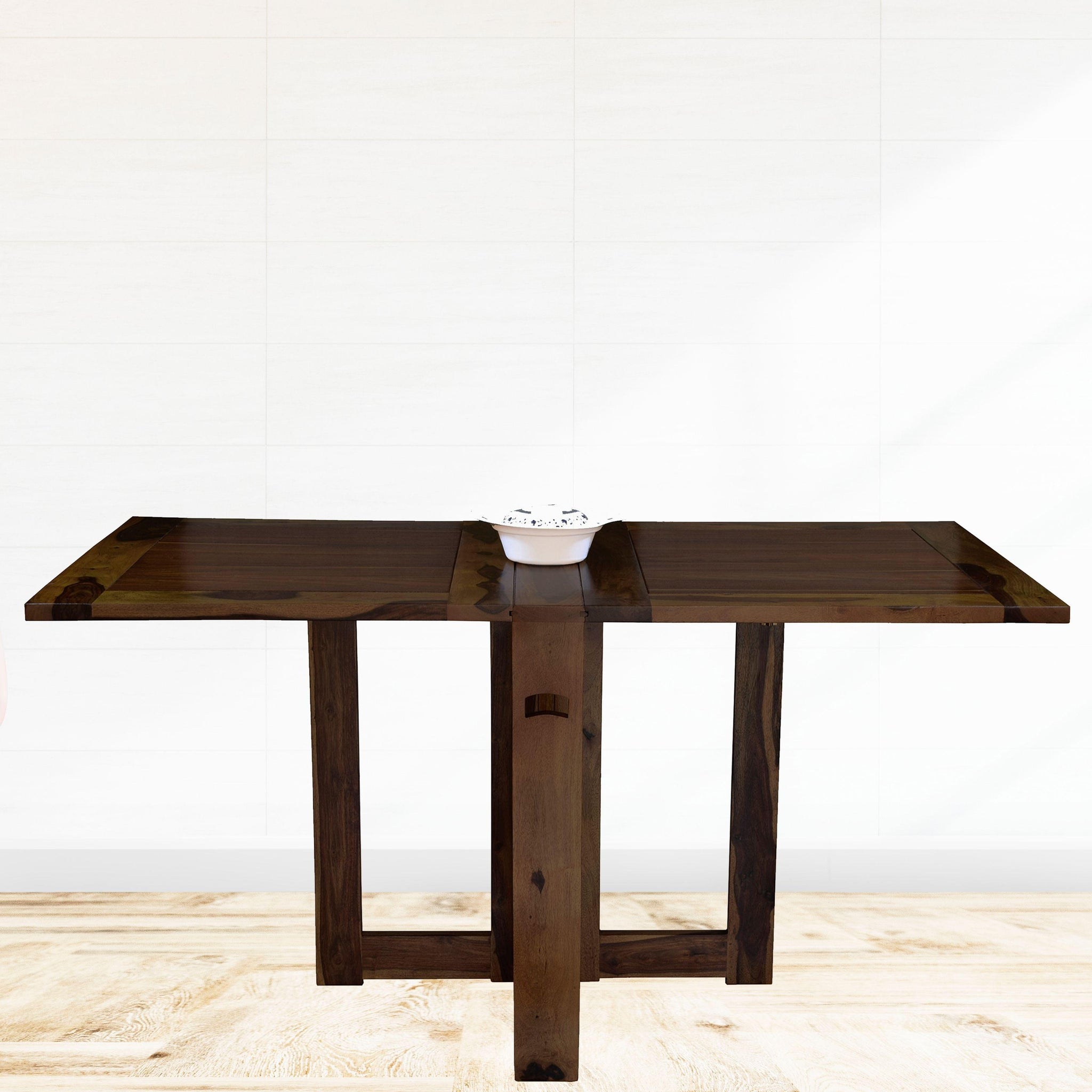 Sheesham Wood foldable dining table in walnut finish