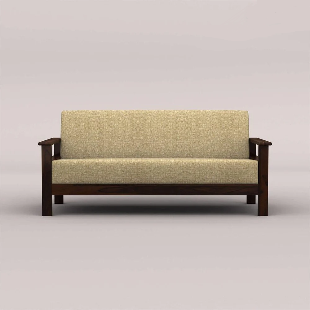 EDWIN 3+1+1 WOODEN SOFA SET (WALNUT FINISH)