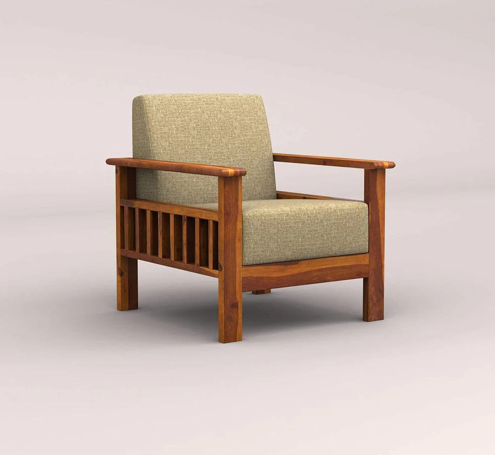 EDWIN 3+1+1 WOODEN SOFA SET (HONEY FINISH)