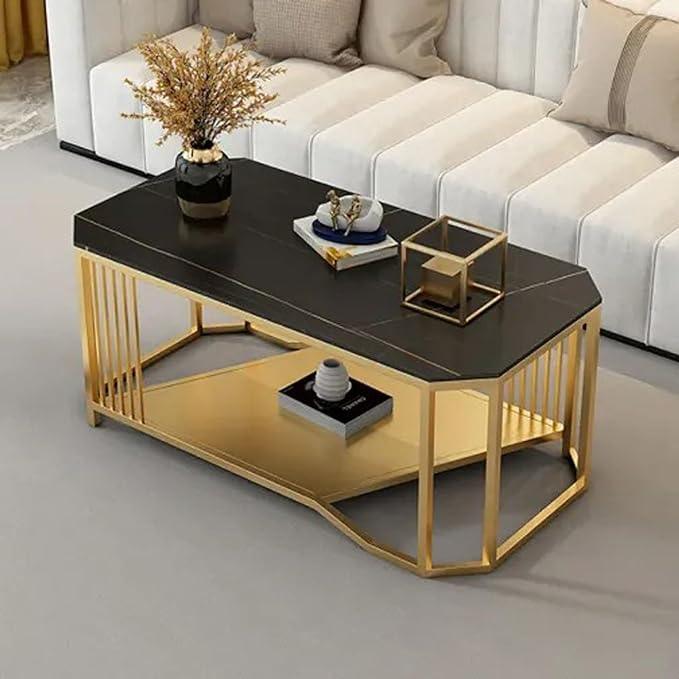 Room Accent Coffee Table, Simple Design Sofa Side Table-Black Gold
