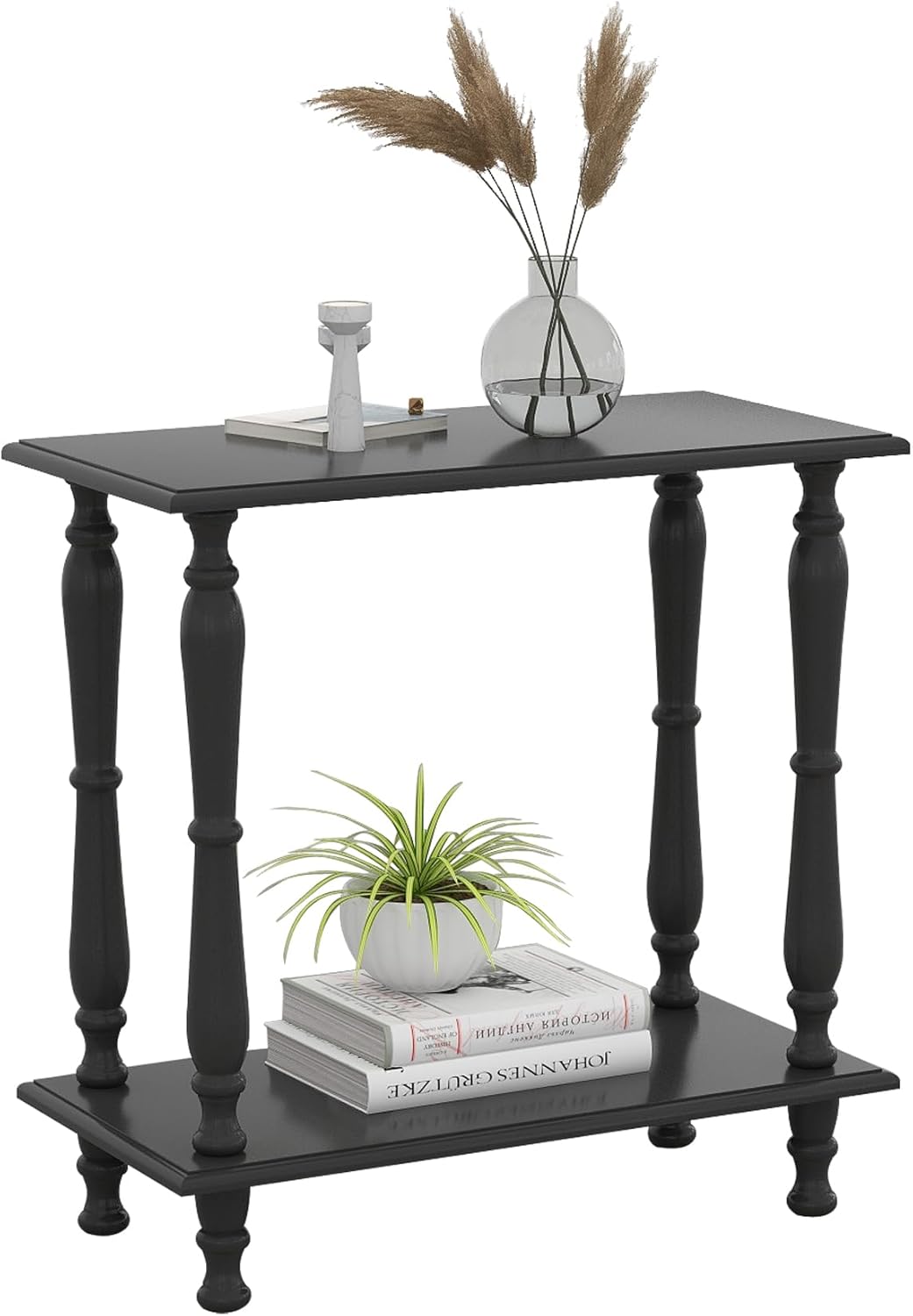 White 2-Tier Wooden Side Table – Vintage French Style for Living Room & Bedroom, Perfect for Small Spaces