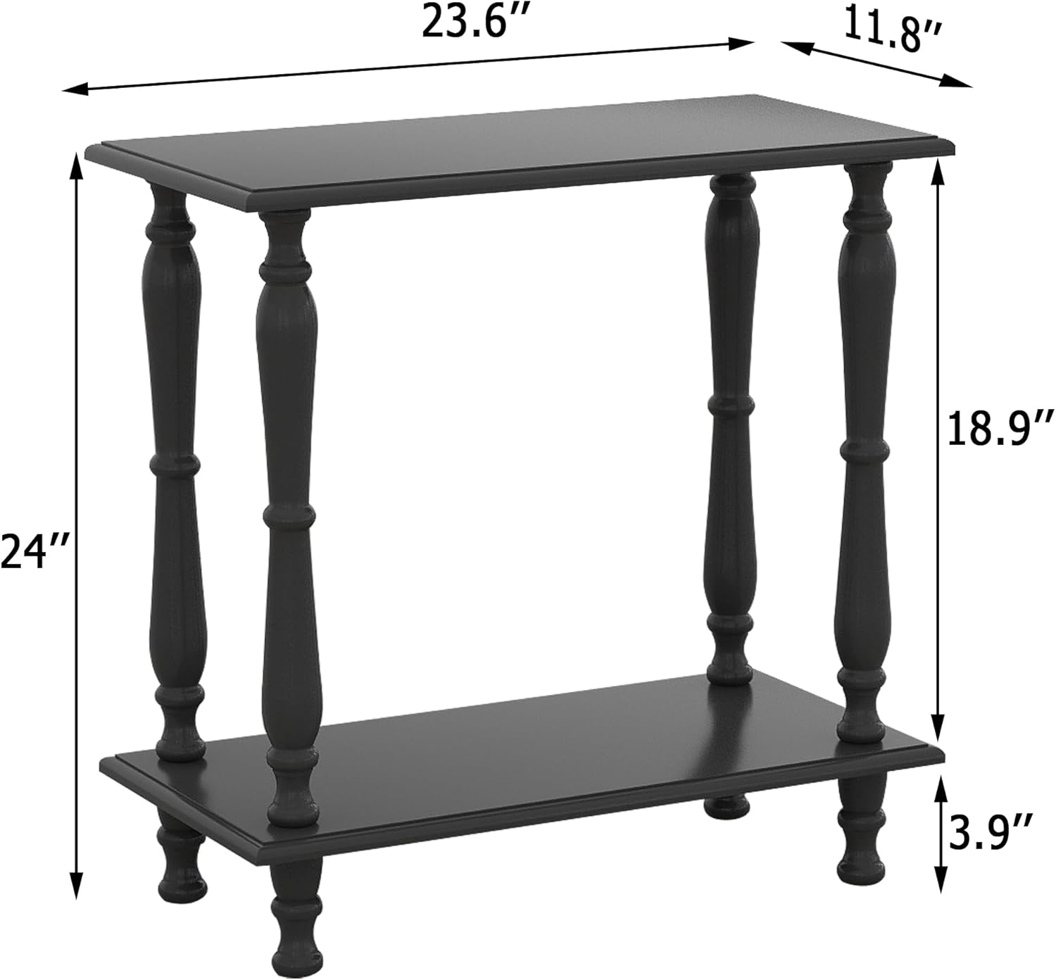 White 2-Tier Wooden Side Table – Vintage French Style for Living Room & Bedroom, Perfect for Small Spaces