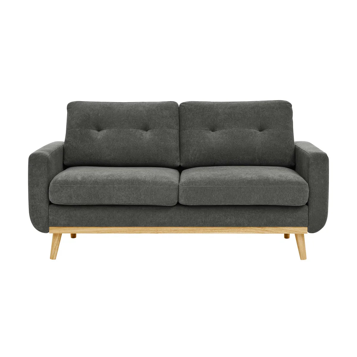 Wide Mid-Century Modern Upholstered Tufted Loveseat Sofa With Wooden Legs