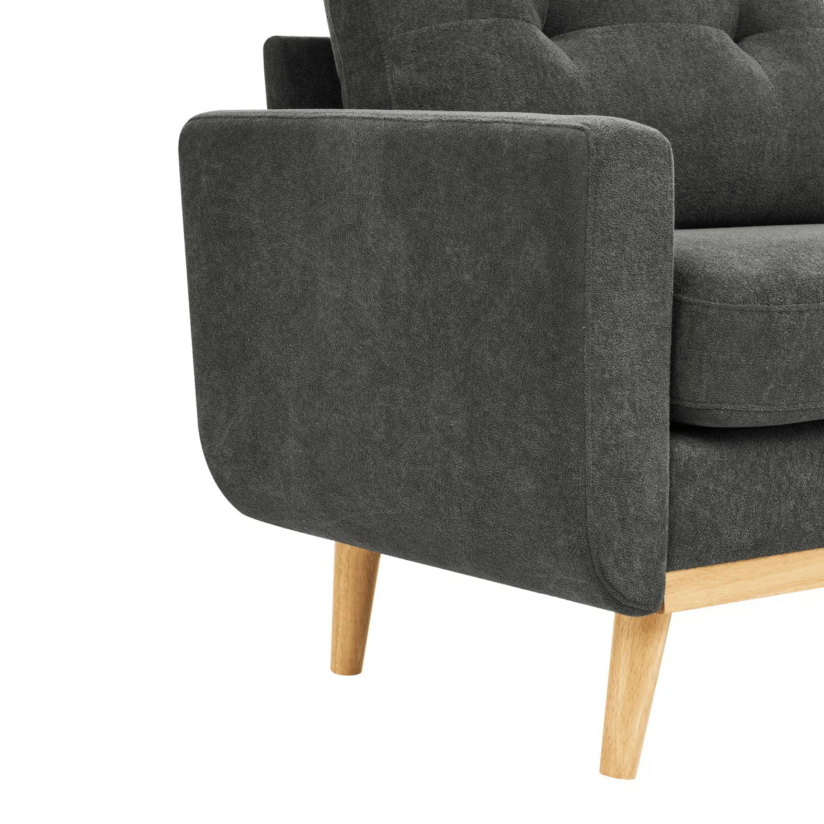 Wide Mid-Century Modern Upholstered Tufted Loveseat Sofa With Wooden Legs