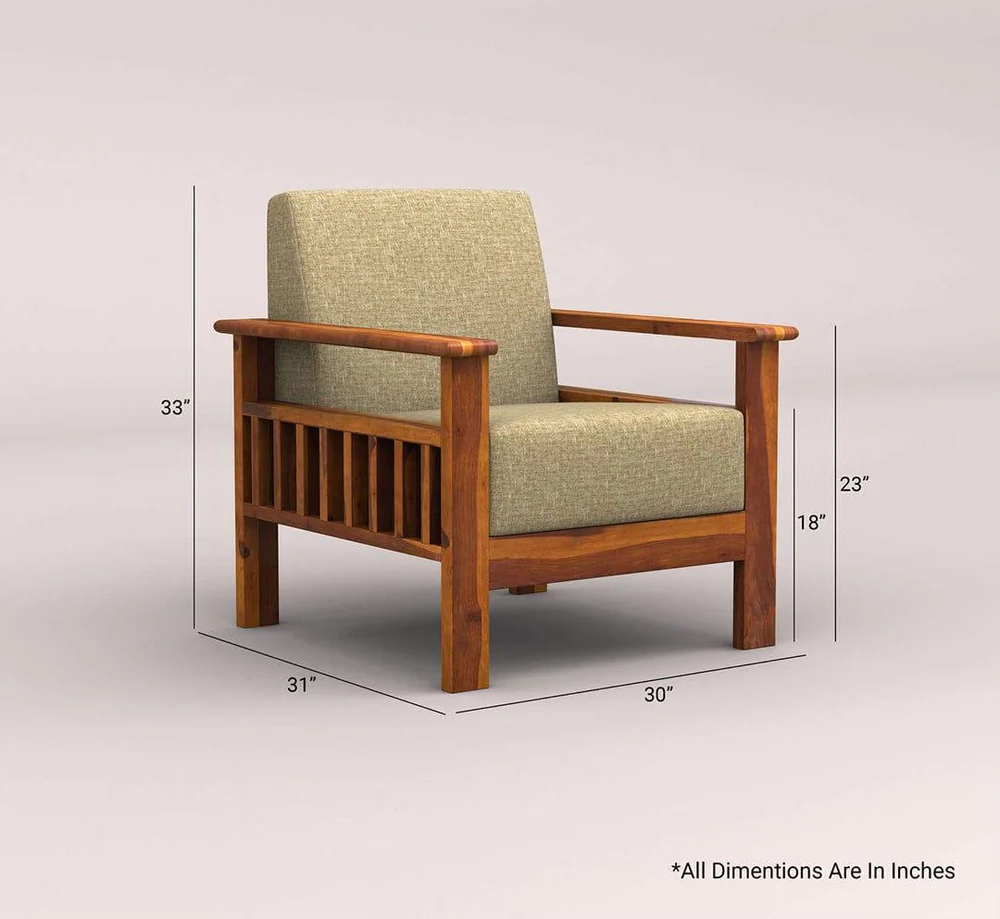 EDWIN 3+1+1 WOODEN SOFA SET (HONEY FINISH)