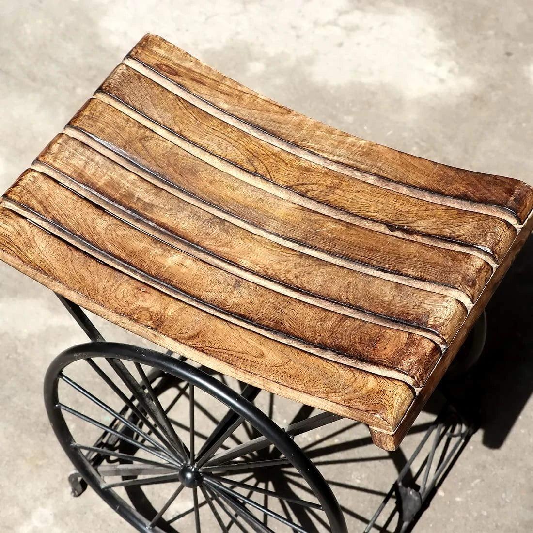 IRON WOODEN BEDSIDE TABLE | END TABLE SITTING STOOL FOR LIVING ROOM AND BEDROOM