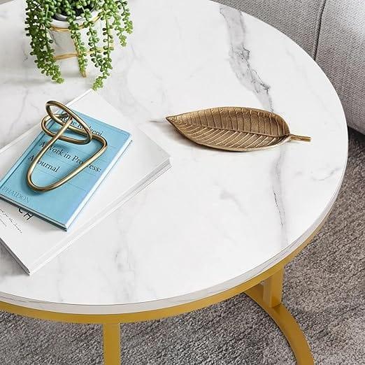 Coffee Tables for Living Room - Small Round Coffee Table Set of 2 Metal Frame