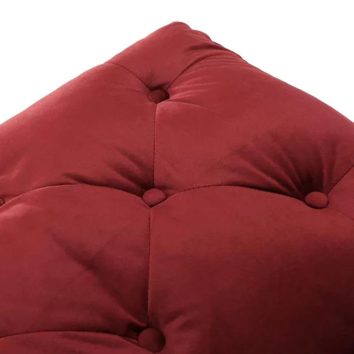 Wide Velvet Tufted Rectangle Solid Footstool Ottoman