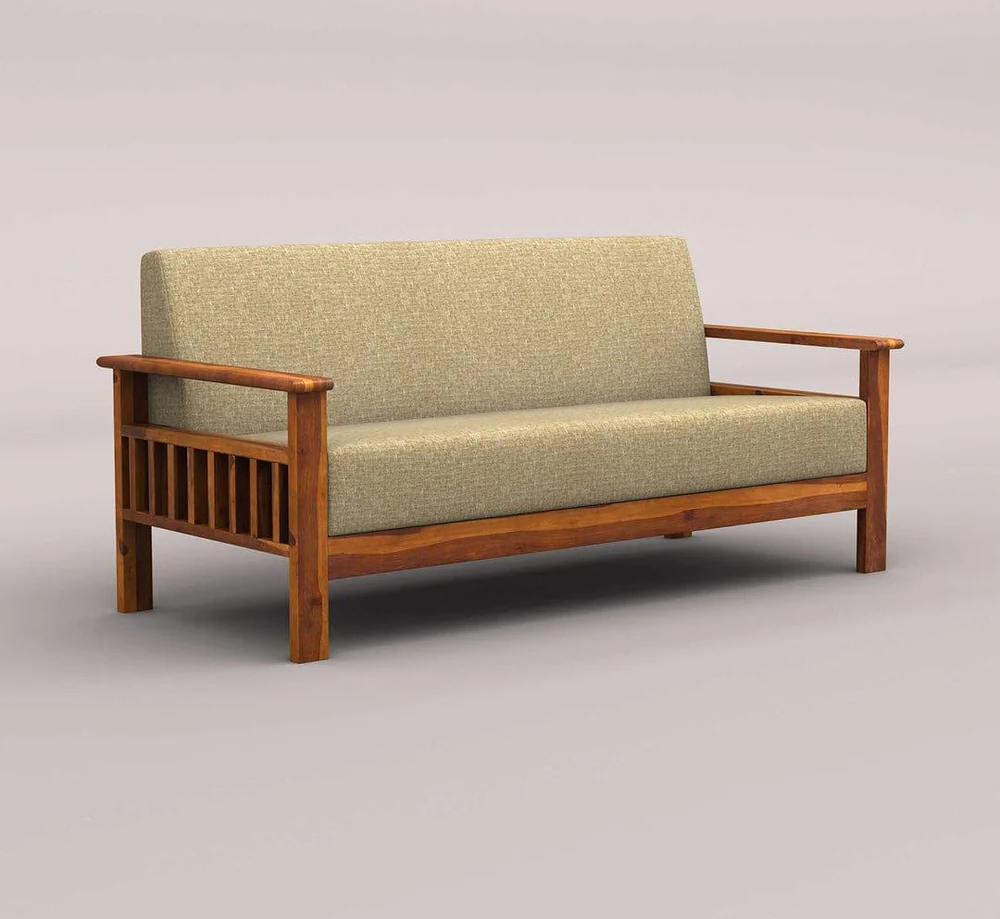 EDWIN 3+1+1 WOODEN SOFA SET (HONEY FINISH)