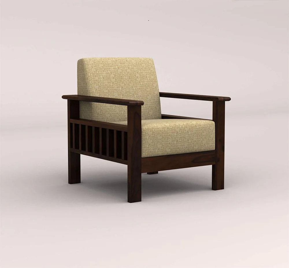 EDWIN 3+1+1 WOODEN SOFA SET (WALNUT FINISH)