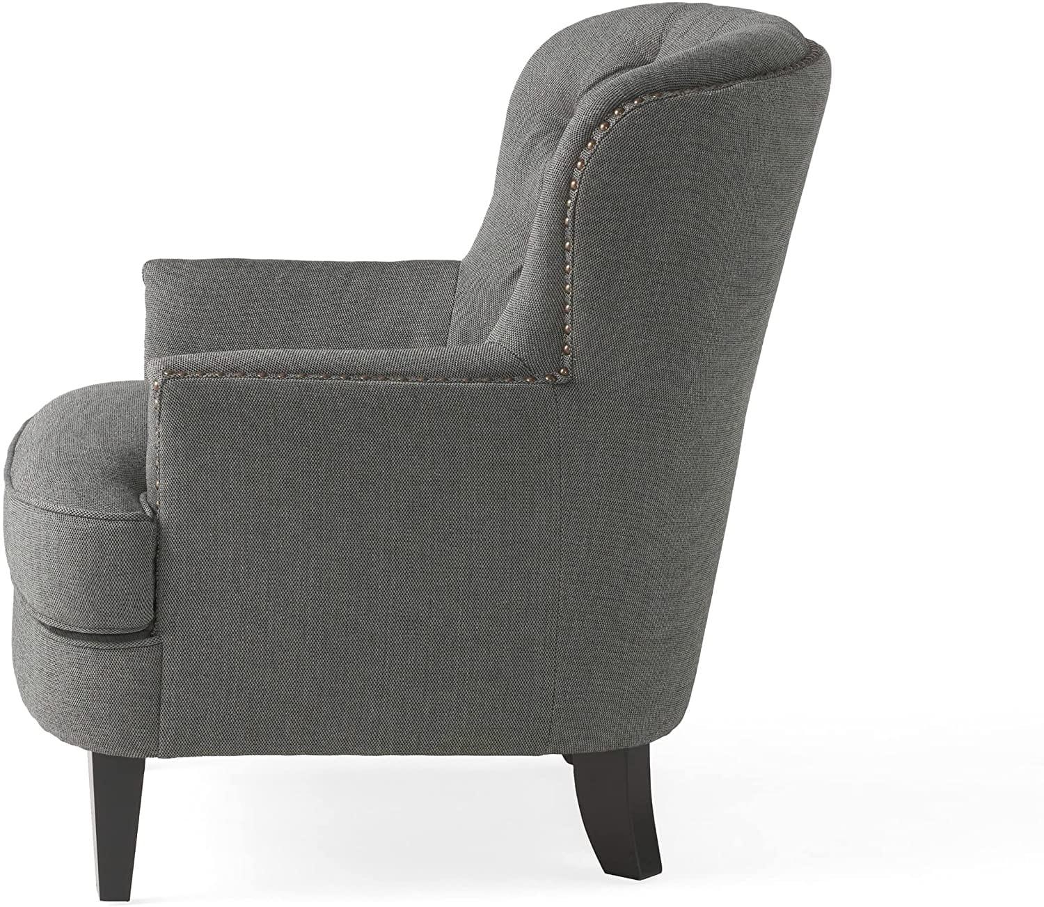 Tafton Fabric Club Chair and Ottoman Grey