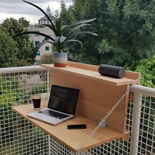 Hanging Laptop/Desktop Organizer – Balcony & Railing Friendly!