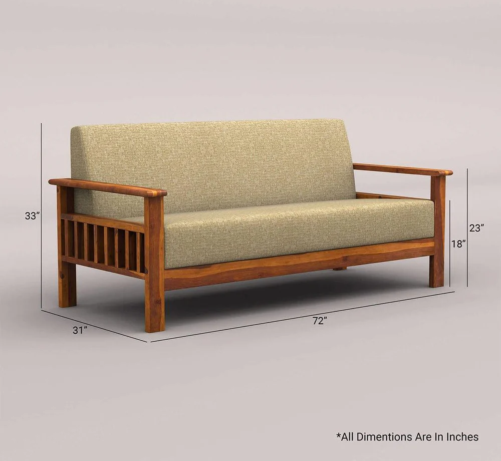 EDWIN 3+1+1 WOODEN SOFA SET (HONEY FINISH)