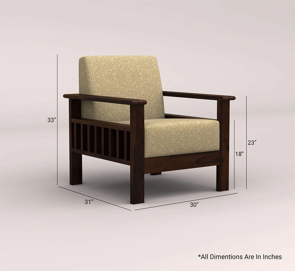 EDWIN 3+1+1 WOODEN SOFA SET (WALNUT FINISH)