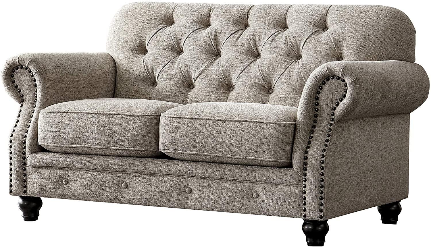 Luxury Chesterfield Chenille Diamond Tufted Living Room Sofa, Loveseat