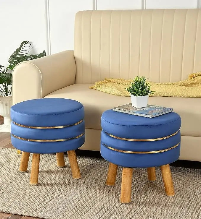Ottoman Stool for Living Room โ Set of 2 (Grey, 16x16x18)