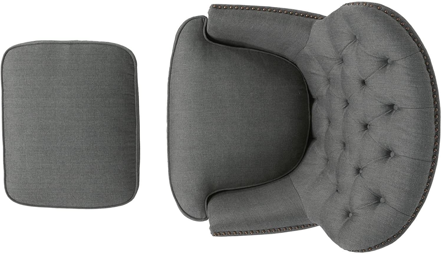 Tafton Fabric Club Chair and Ottoman Grey