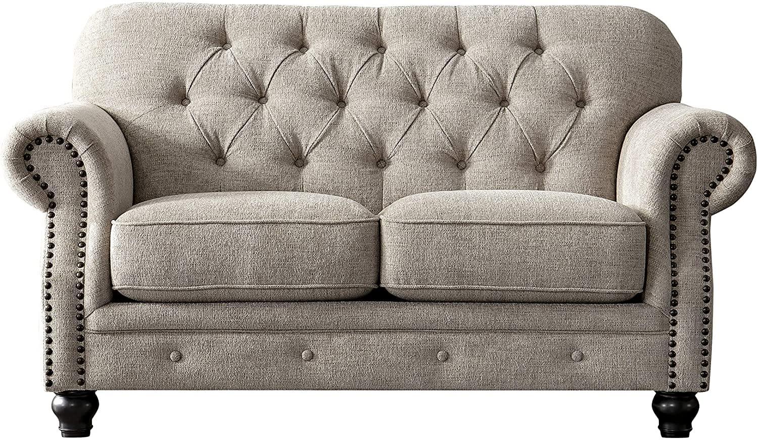 Luxury Chesterfield Chenille Diamond Tufted Living Room Sofa, Loveseat