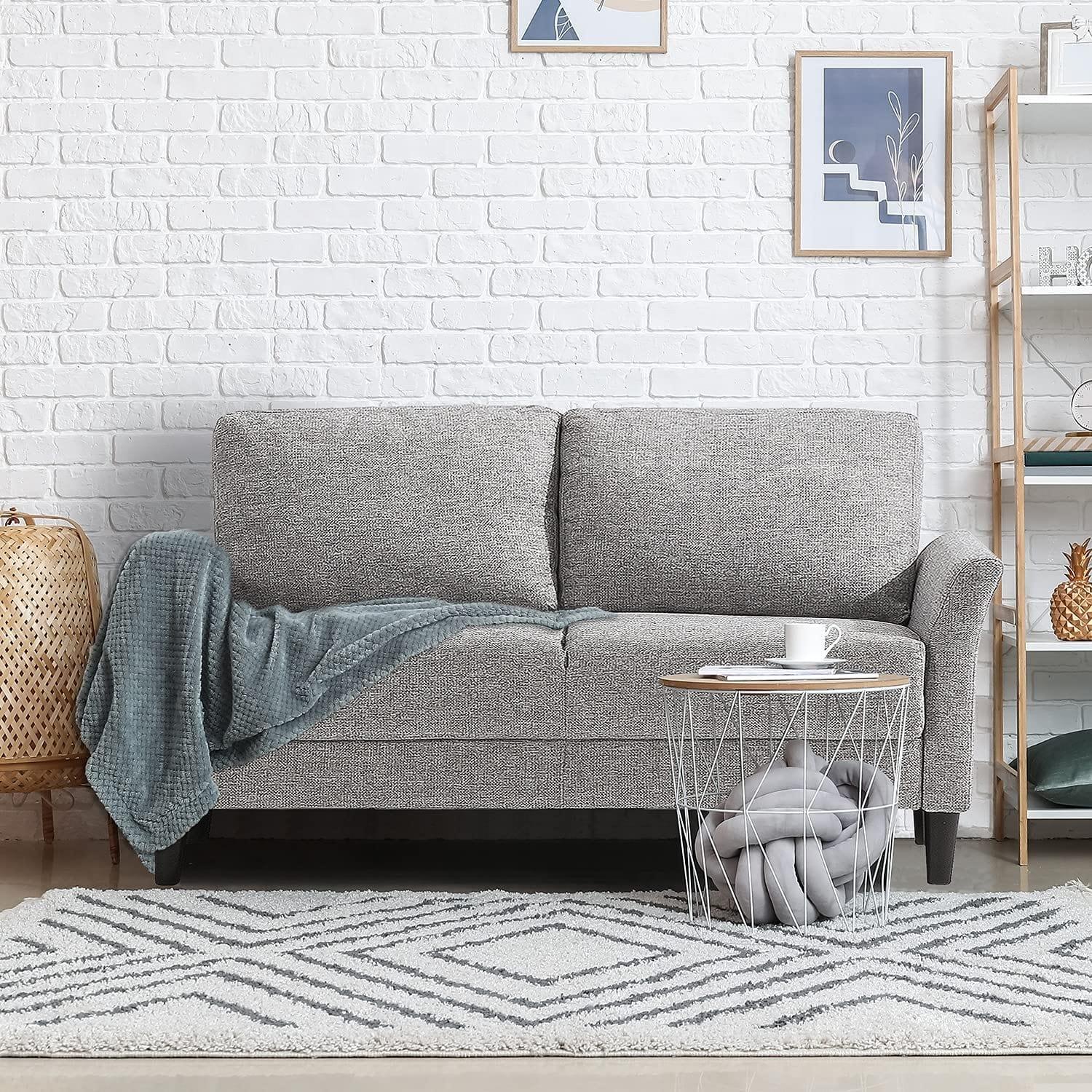 Zinus Classic Sofa 2 Seater Loveseat Fabric Chair Lounge Couch in Soft Grey