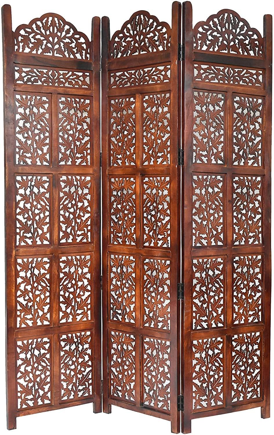 3 panel Wood Partition for Living Room | Office Partition Screen Room Divider Solid Wood