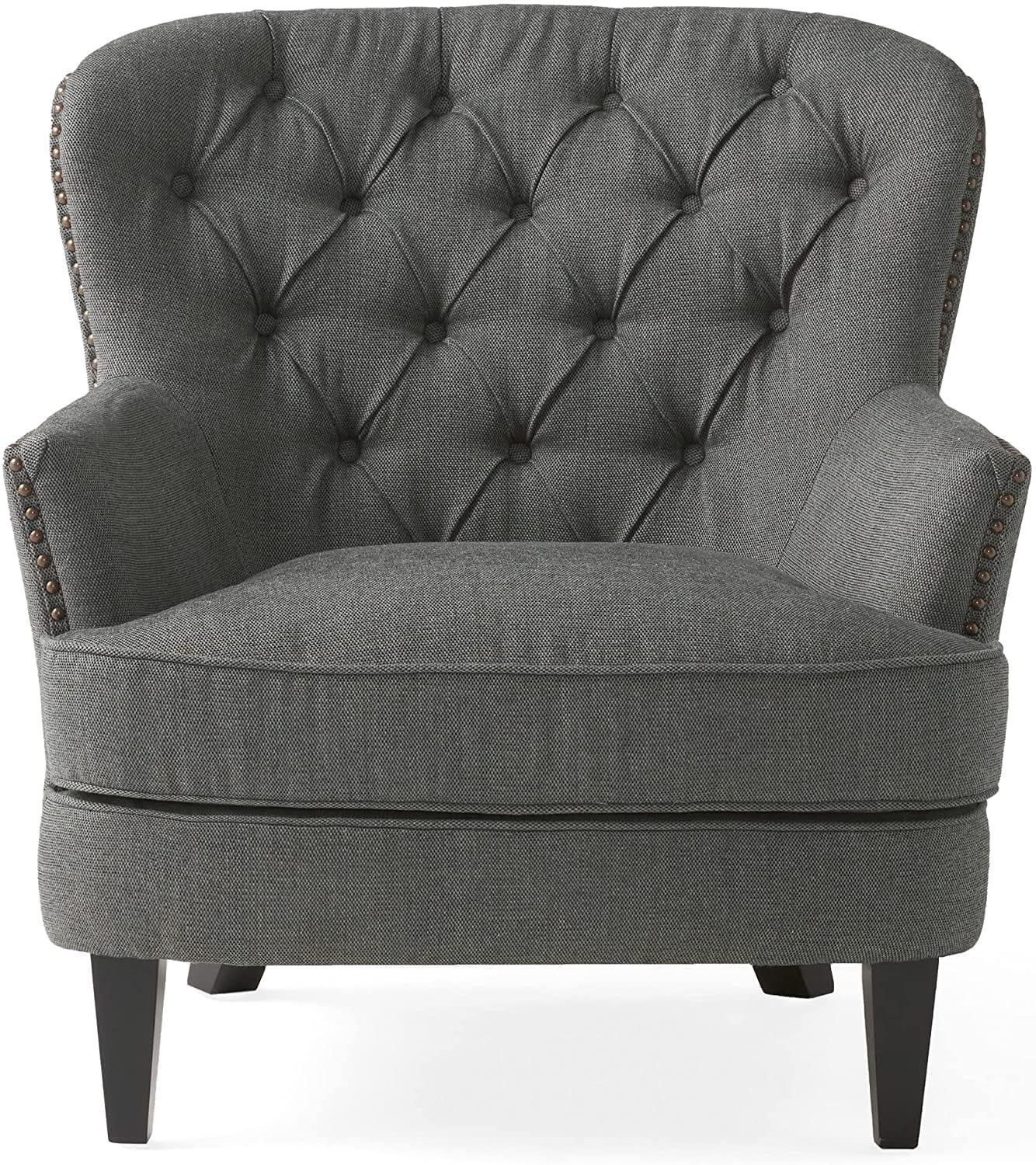Tafton Fabric Club Chair and Ottoman Grey
