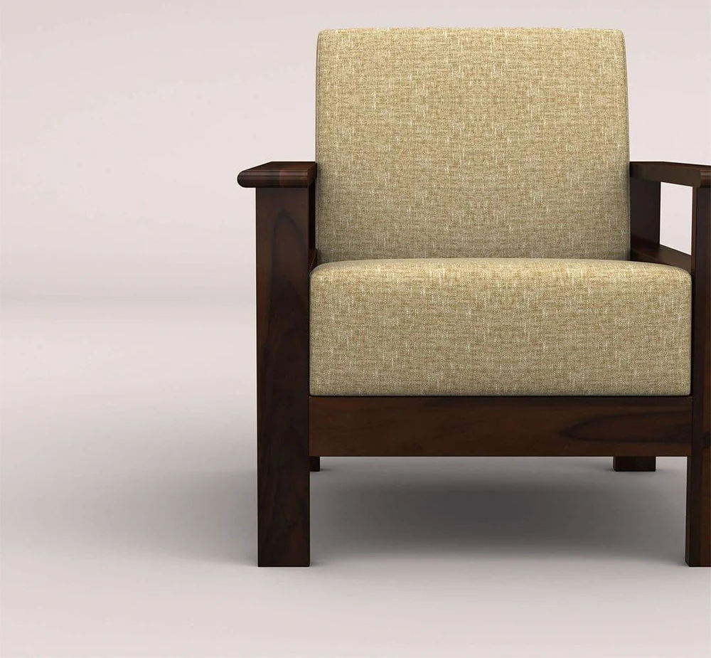 EDWIN 3+1+1 WOODEN SOFA SET (WALNUT FINISH)