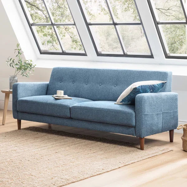 Modern Sofa with Armrest Storage & Eucalyptus Wood Frame