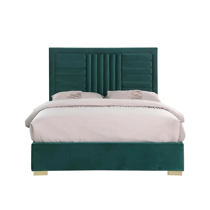 Elegant Green Upholstered Bed Frame