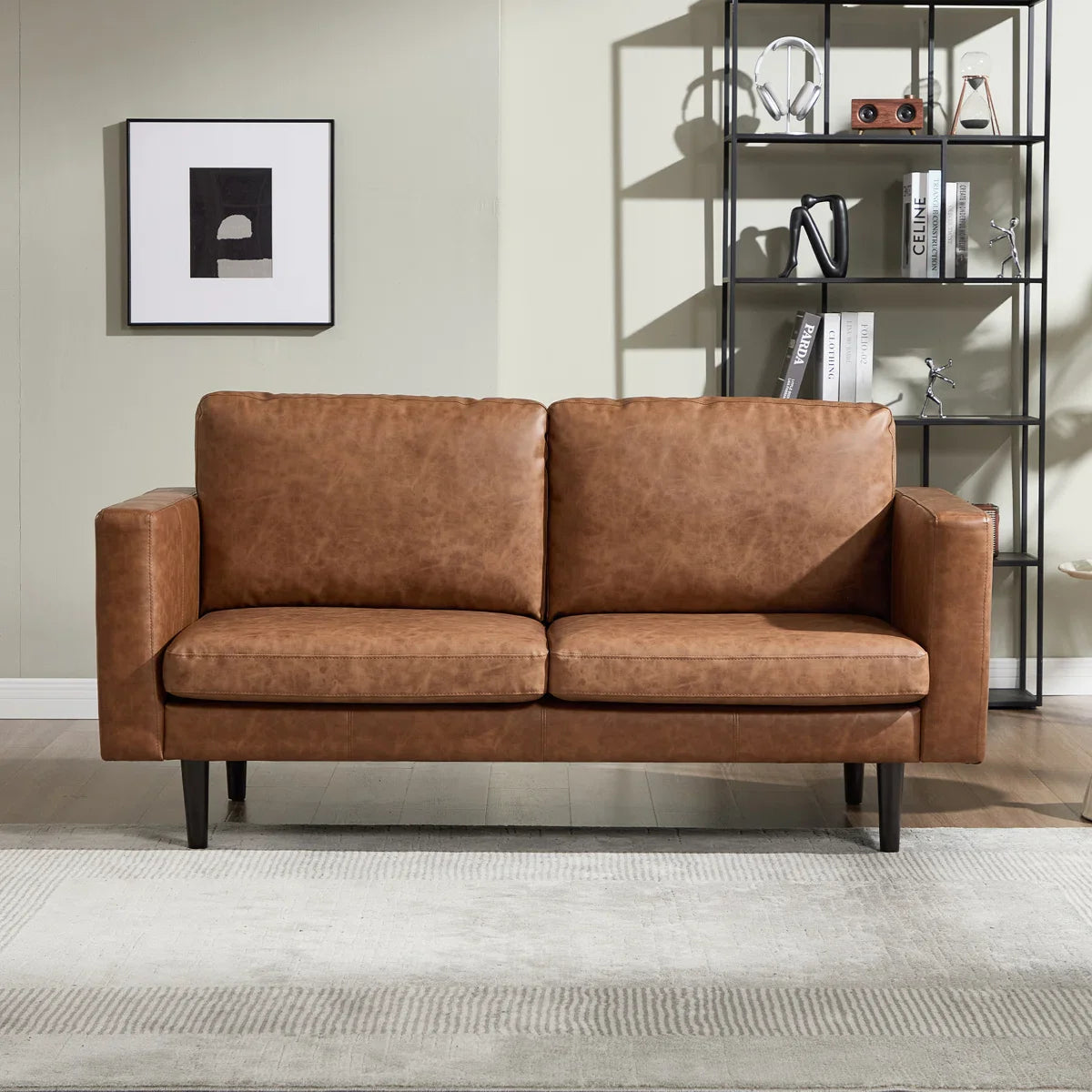 Mid-Century Faux Leather Loveseat – 65
