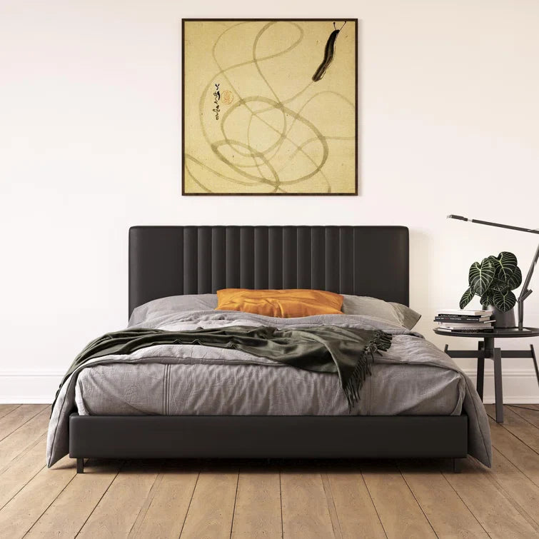 Audraya Leather Platform Bed
