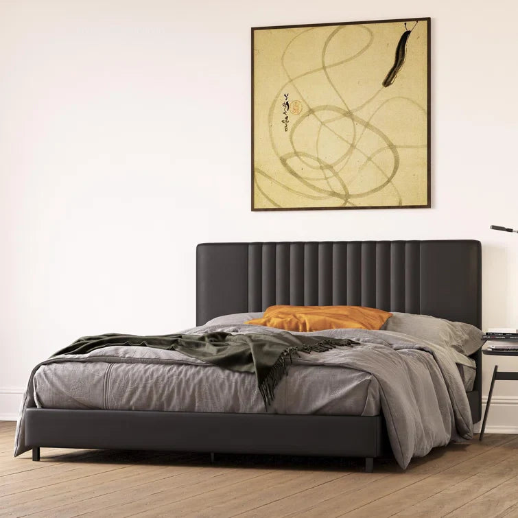 Audraya Leather Platform Bed
