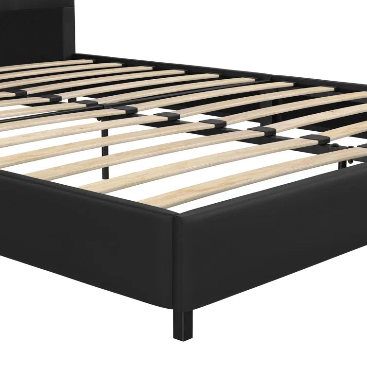 Audraya Leather Platform Bed