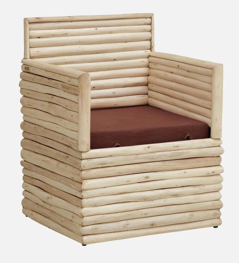 Eucalyptus Wood 1 Seater Sofa In Natural Finish