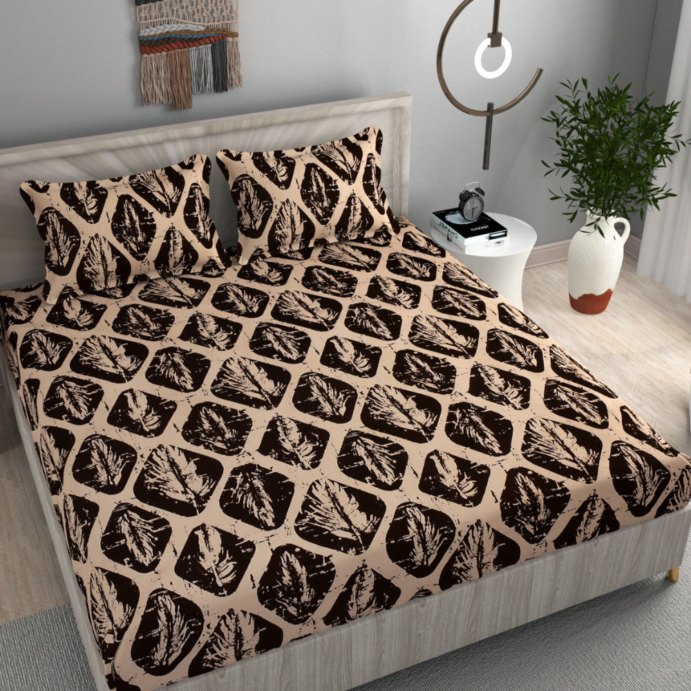 Premium Superfine Microfiber King Size Fitted Bedsheet with Two Cushion Covers (Barfiy)